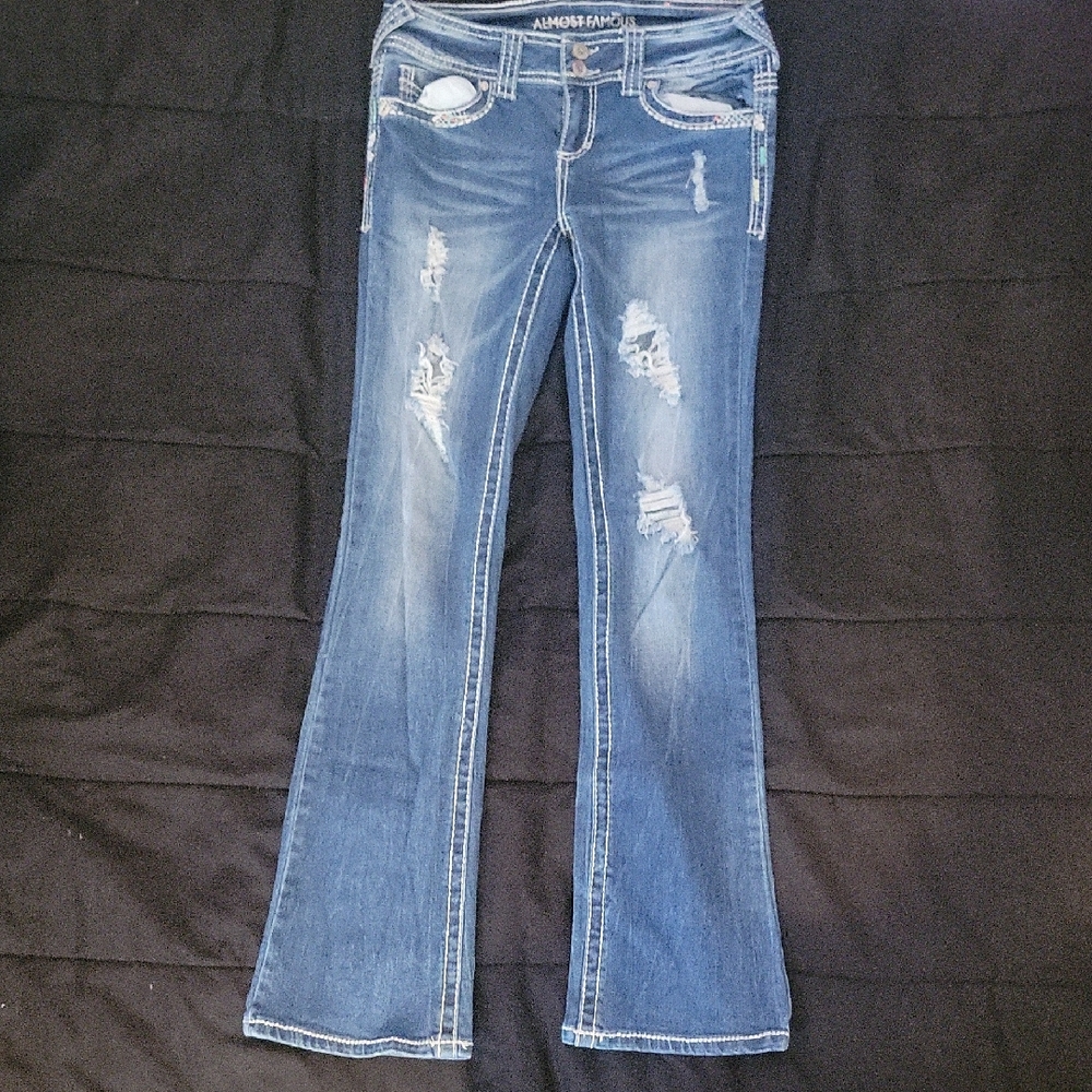 Almost Famous Blue Flare Wide Leg Jeans